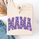  Mama Bright Flowers Varsity Colorful Mother's Day Floral Celebration Design Comfort Colors Tee