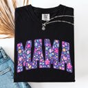  Mama Bright Flowers Varsity Colorful Mother's Day Floral Celebration Design Comfort Colors Tee