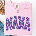 Medium Blossom Light Pink Mama Bright Flowers Varsity Colorful Mother's Day Floral Celebration Design Comfort Colors Tee