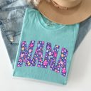 XXL Chalky Mint Mama Bright Flowers Varsity Colorful Mother's Day Floral Celebration Design Comfort Colors Tee