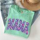 XL Island Reef Green Mama Bright Flowers Varsity Colorful Mother's Day Floral Celebration Design Comfort Colors Tee