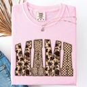 Small Blossom Light Pink Mama Leopard Print With Camo Checkered Accent For Daily Moments Comfort Colors Tee