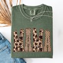 XXXL Moss Dark Green Mama Leopard Print With Camo Checkered Accent For Daily Moments Comfort Colors Tee
