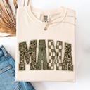  Mama Leopard Print Camo Checkered Mother's Day Varsity Design Collection Comfort Colors Tee