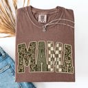  Mama Leopard Print Camo Checkered Mother's Day Varsity Design Collection Comfort Colors Tee