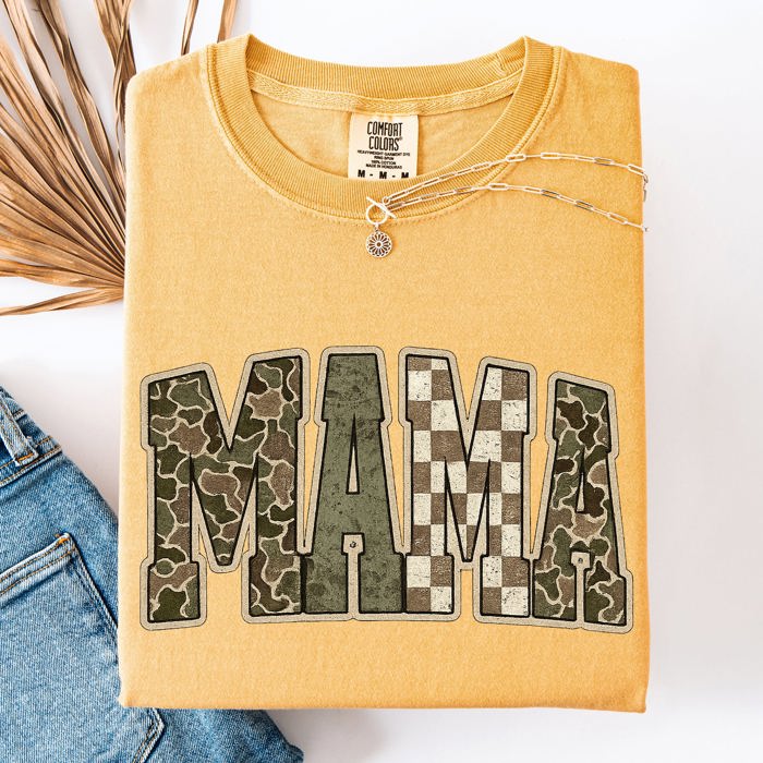 Mama Leopard Print Camo Checkered Mother's Day Varsity Design Collection Comfort Colors Tee