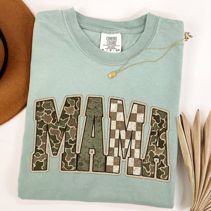 Mama Leopard Print Camo Checkered Mother's Day Varsity Design Collection Comfort Colors Tee
