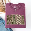 Large Berry Red Mama Leopard Print Camo Checkered Mother's Day Varsity Design Collection Comfort Colors Tee
