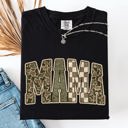 Small Black Mama Leopard Print Camo Checkered Mother's Day Varsity Design Collection Comfort Colors Tee