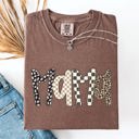 Large Espresso Brown Mama Leopard Print Checkered Pattern Bold Everyday Mom Life Signature Comfort Colors Tee