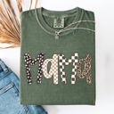 XL Moss Dark Green Mama Leopard Print Checkered Pattern Bold Everyday Mom Life Signature Comfort Colors Tee