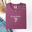 Large Berry Red Mama Minimalist Ribbon Leopard Print With Checkered Accent Mother's Day Comfort Colors Tee