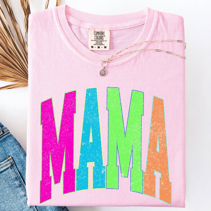 Mama Leopard Print Vintage Varsity Checkered Mom Life Everyday Style Chic Lifestyle Comfort Colors Tee