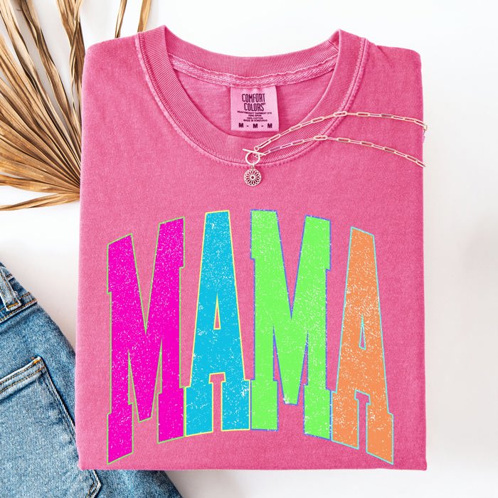 Mama Leopard Print Vintage Varsity Checkered Mom Life Everyday Style Chic Lifestyle Comfort Colors Tee