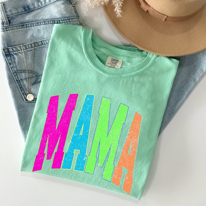 Mama Leopard Print Vintage Varsity Checkered Mom Life Everyday Style Chic Lifestyle Comfort Colors Tee