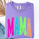 Small Violet Purple Mama Leopard Print Vintage Varsity Checkered Mom Life Everyday Style Chic Lifestyle Comfort Colors Tee