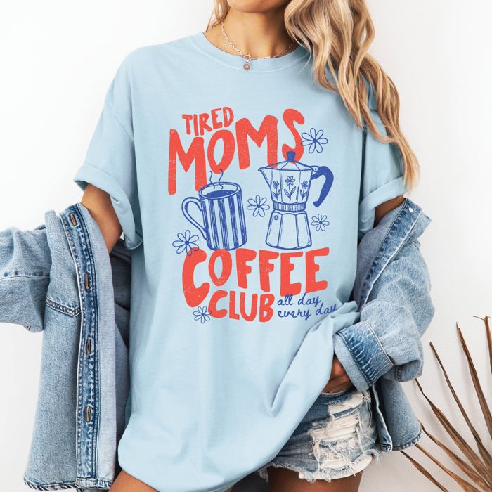 Tired Moms Coffee Club Vintage Cherry Edition Premium Soft Graphic Comfort Colors Tee