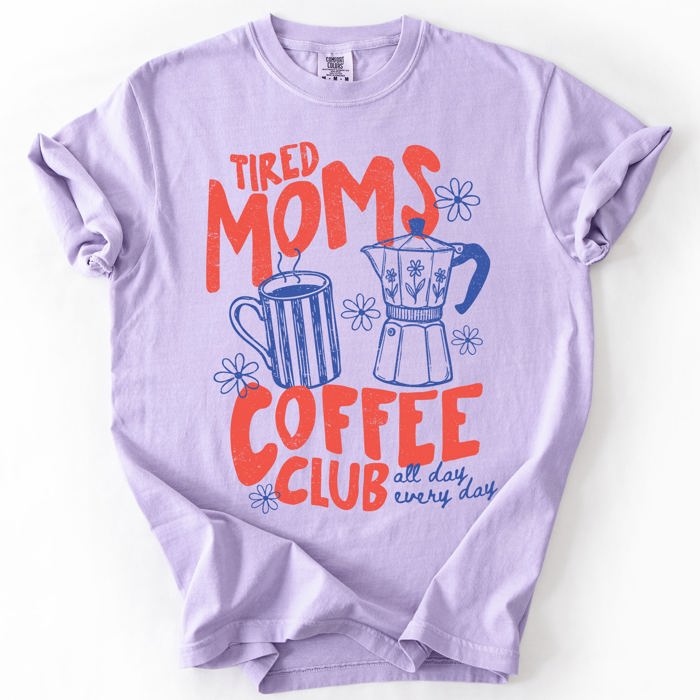 Tired Moms Coffee Club Vintage Cherry Edition Premium Soft Graphic Comfort Colors Tee