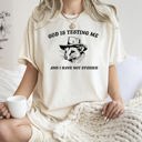 XXL Ivory Cream God Is Testing Me Possum Meme Laughing Through Adversity Quirky Animal Humor Edition Comfort Colors Tee