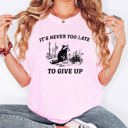 XL Blossom Light Pink It's Never Too Late To Give Up Raccoon Meme Aesthetic Funny Comfort Colors Tee