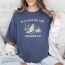 XXL Denim Blue It's Never Too Late To Give Up Raccoon Meme Aesthetic Funny Comfort Colors Tee