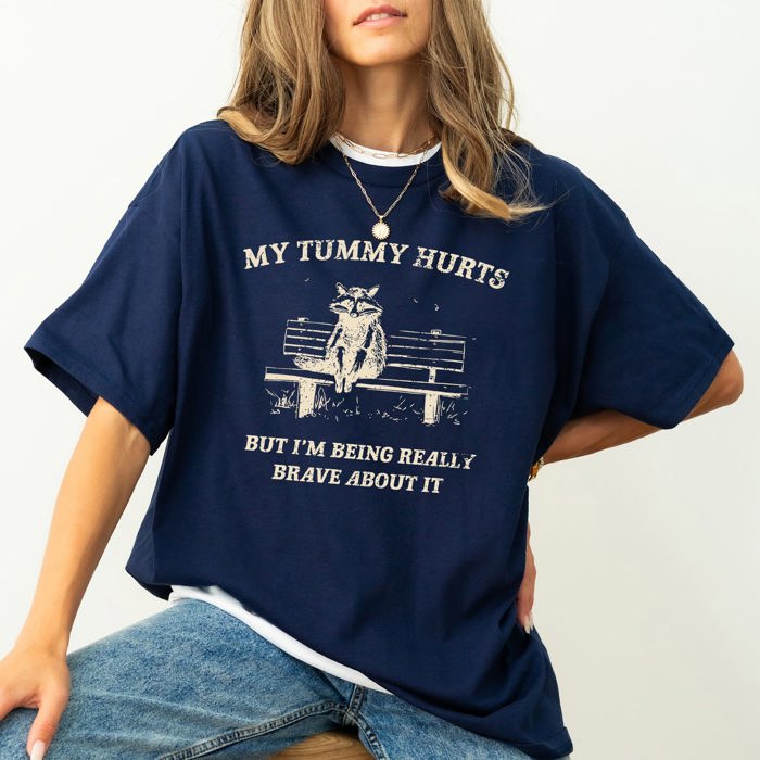 My Tummy Hurts Raccoon Meme Deluxe Edition Collectible Meme Premium Collection Comfort Colors Tee
