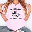 Medium Blossom Light Pink Outside I Skrrt Inside I Hurt Raccoon Meme Aesthetic Funny Bold Comfort Colors Tee