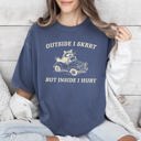 Large Denim Blue Outside I Skrrt Inside I Hurt Raccoon Meme Aesthetic Funny Bold Comfort Colors Tee