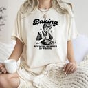 XXL Ivory Cream Baking Because Murder Is Wrong Meme Caption For Kitchen Humor Comfort Colors Tee