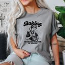 XXL Granite Light Gray Baking Because Murder Is Wrong Meme Caption For Kitchen Humor Comfort Colors Tee