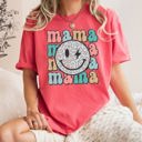  Retro Mama Smiley Leopard Print Mother's Day Mom Graphic Edition Comfort Colors Tee
