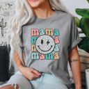 XXXL Granite Light Gray Retro Mama Smiley Leopard Print Mother's Day Mom Graphic Edition Comfort Colors Tee