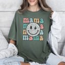 XXL Moss Dark Green Retro Mama Smiley Leopard Print Mother's Day Mom Graphic Edition Comfort Colors Tee