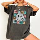 Medium Pepper Dark Gray Retro Mama Smiley Leopard Print Mother's Day Mom Graphic Edition Comfort Colors Tee