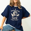 Small Navy Sweet Girl Anger Issues Cupid Angel Meme Phrase Artwork Edition Comfort Colors Tee