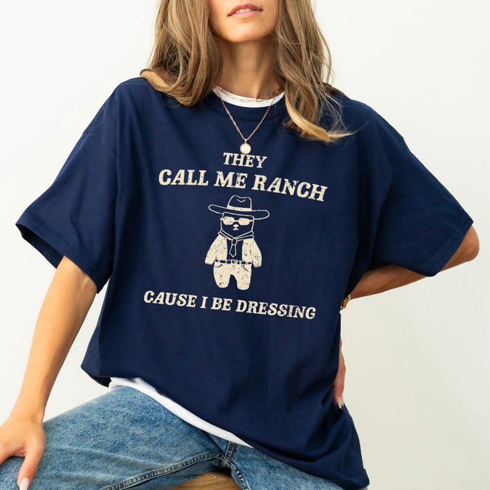 They Call Me Ranch Bear Meme Vintage Cowboy Theme Graphic Illustration Collectible Humor Comfort Colors Tee