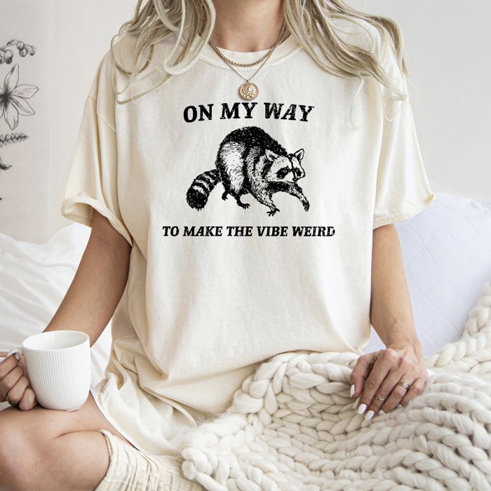 Weird Vibes Raccoon Meme Classic Vintage Print Retro Pop Art Style Quirky Unique Comfort Colors Tee