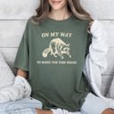 XL Moss Dark Green Weird Vibes Raccoon Meme Classic Vintage Print Retro Pop Art Style Quirky Unique Comfort Colors Tee