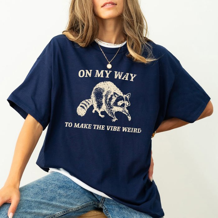 Weird Vibes Raccoon Meme Classic Vintage Print Retro Pop Art Style Quirky Unique Comfort Colors Tee