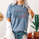  America Flag Americana Land Of The Free Patriotic USA Vintage Distressed Pride Comfort Colors Tee