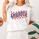 Large White America Retro Patriotic USA Checkered Vintage Flag Inspired Heritage Edition Comfort Colors Tee