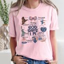 XXL Blossom Light Pink God Says I Am Patriotic Protected Strong Powerful Brave Bold Courageous Faithful Comfort Colors Tee