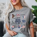 Medium Granite Light Gray God Says I Am Patriotic Protected Strong Powerful Brave Bold Courageous Faithful Comfort Colors Tee