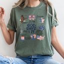 Large Moss Dark Green God Says I Am Patriotic Protected Strong Powerful Brave Bold Courageous Faithful Comfort Colors Tee