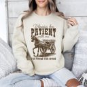 Medium Sand Please Be Patient 1900s Horse Western Country Retro Rustic Funny Quote Sweatshirt