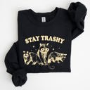  Stay Trashy Raccoon Possum Aesthetic Meme Funny Graphic Illustration Quote Pop Culture Style Sweatshirt