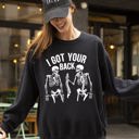 Large Black I Got Your Back Skeleton Witch Halloween Spooky Costume Design Graphic Edition Sweatshirt