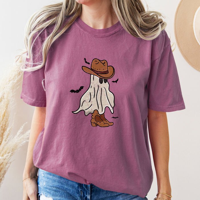 Mini Cowboy Ghost Retro Vintage Western Whimsical Nostalgic Americana Character Comfort Colors Tee
