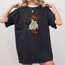 Small Black Mini Cowboy Ghost Retro Vintage Western Whimsical Nostalgic Americana Character Comfort Colors Tee