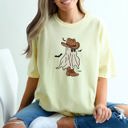 Large Butter Mini Cowboy Ghost Retro Vintage Western Whimsical Nostalgic Americana Character Comfort Colors Tee